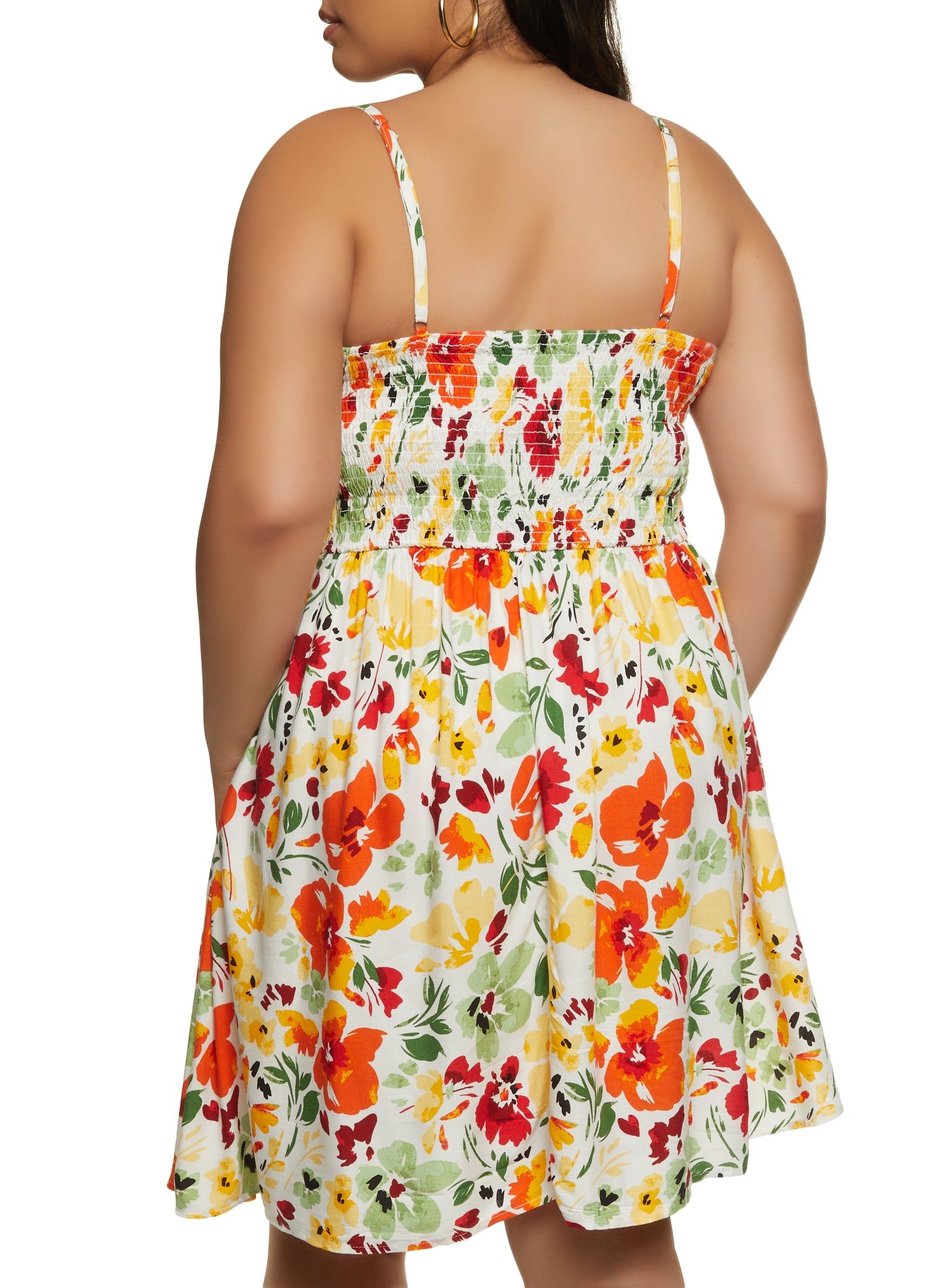 Plus Size Floral Print Smocked Back Sundress sold by Rainbow product image thumbnail 3