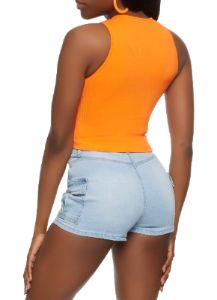 Ribbed Flower Cut Out Cropped Tank Top sold by Rainbow