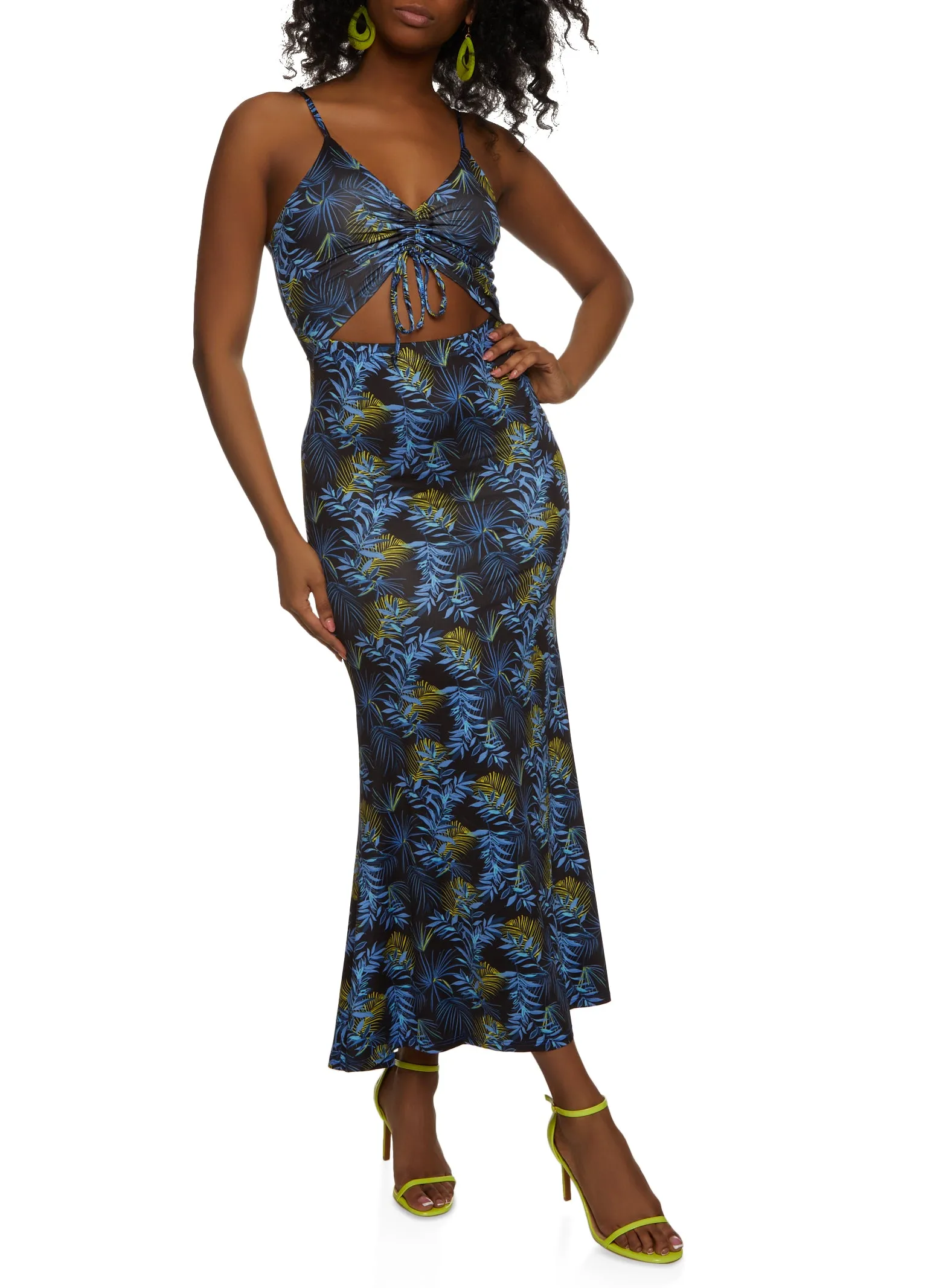 Printed Ruched Cut Out Maxi Dress sold by Rainbow product image thumbnail 2