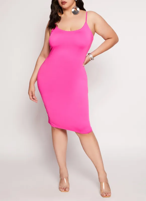 Plus Size Solid Scoop Neck Cami Dress sold by Rainbow