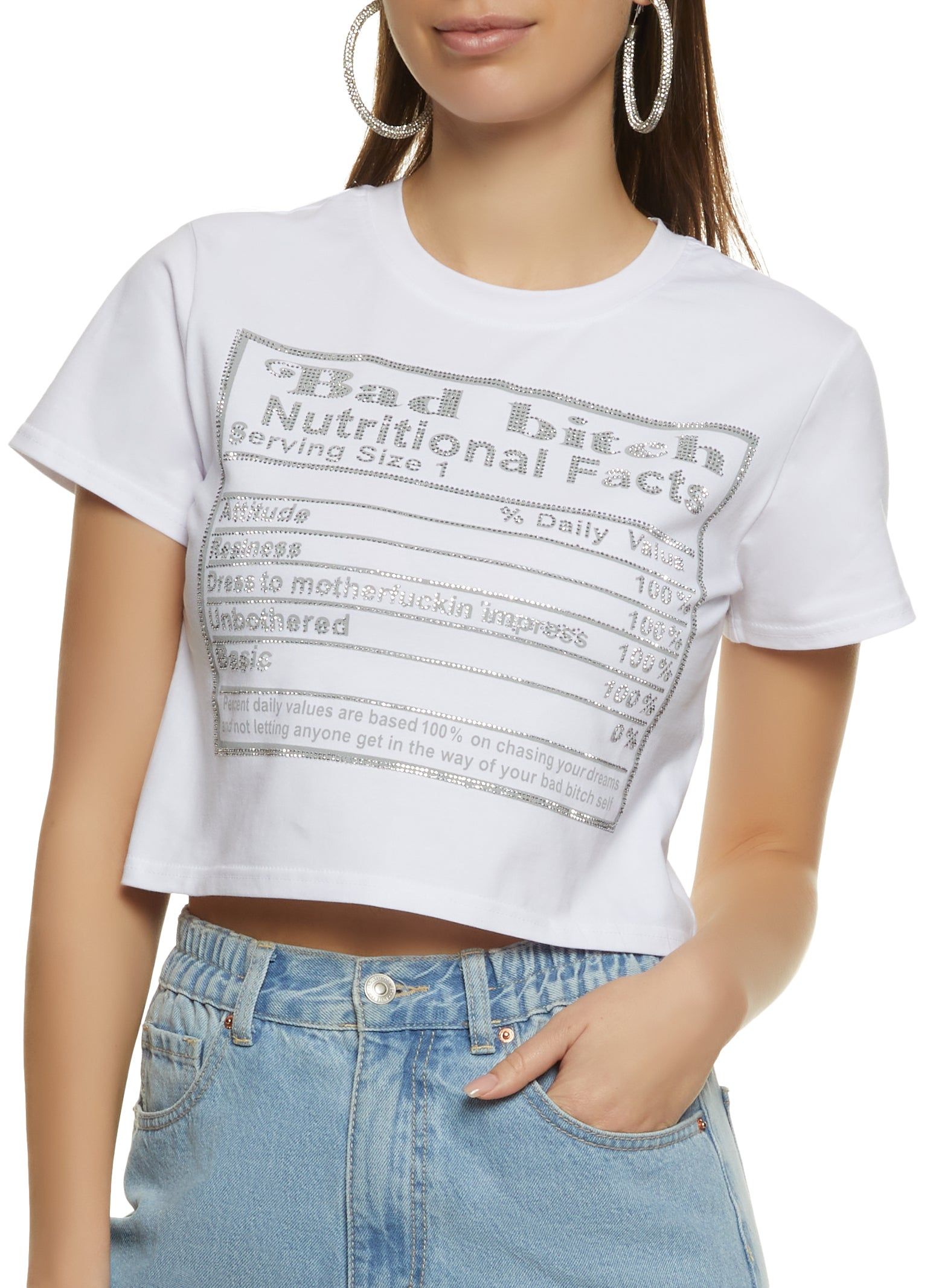 Nutritional Facts Cropped Graphic Tee sold by Rainbow