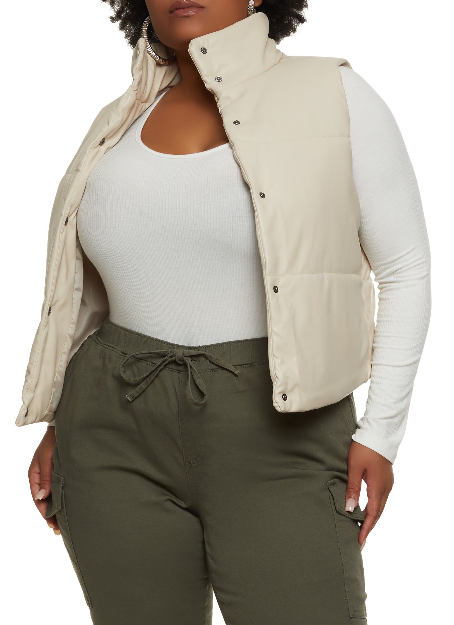 Plus Size Faux Leather Puffer Vest sold by Rainbow product image thumbnail 2