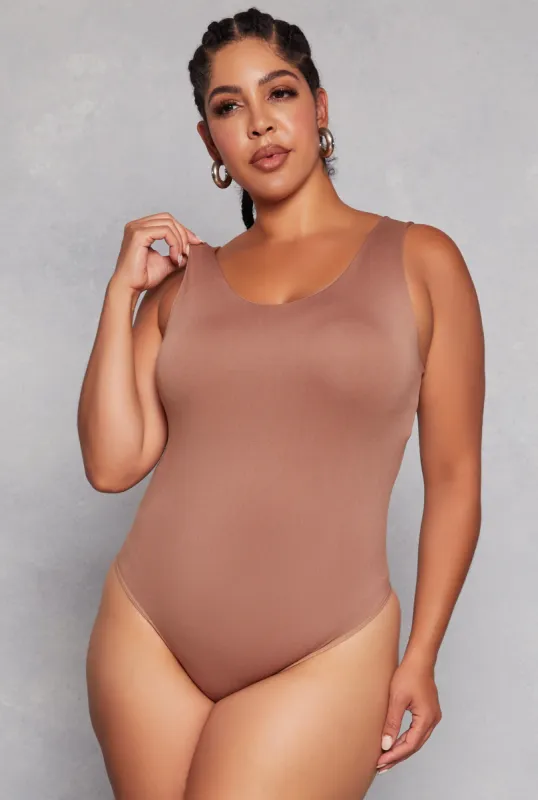 Plus Size Seamless Scoop Neck Tank Bodysuit sold by Rainbow