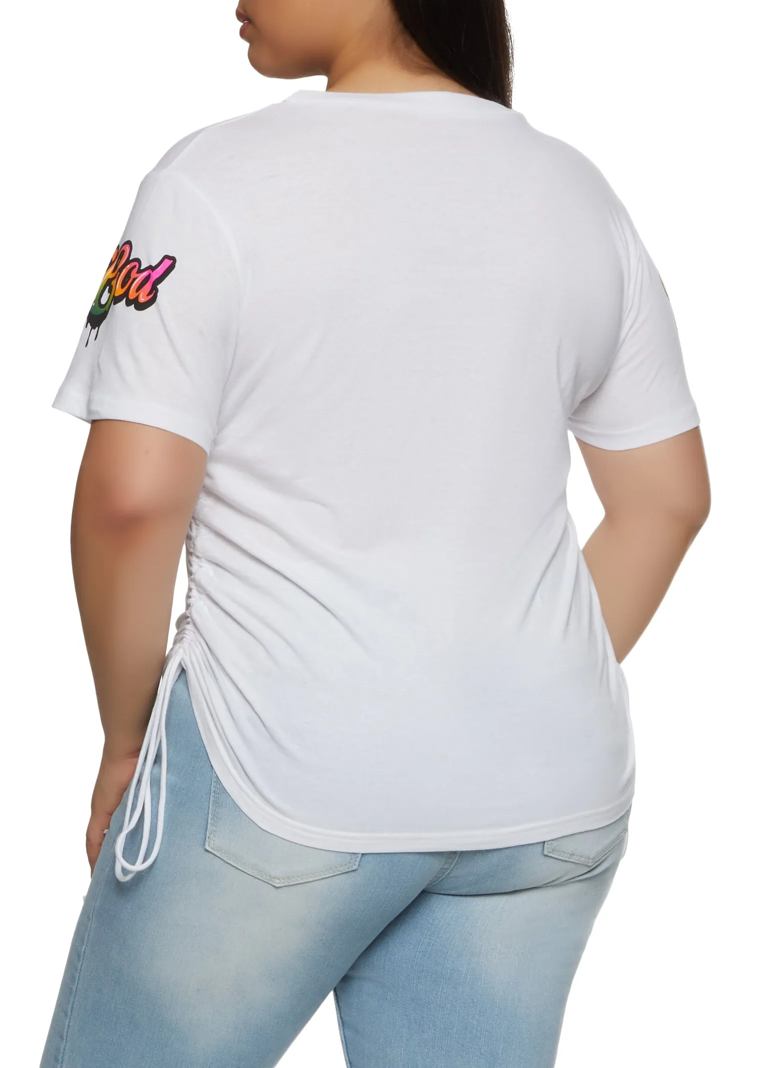 Plus Size God Above All Else Ruched Graphic Tee sold by Rainbow product image thumbnail 2