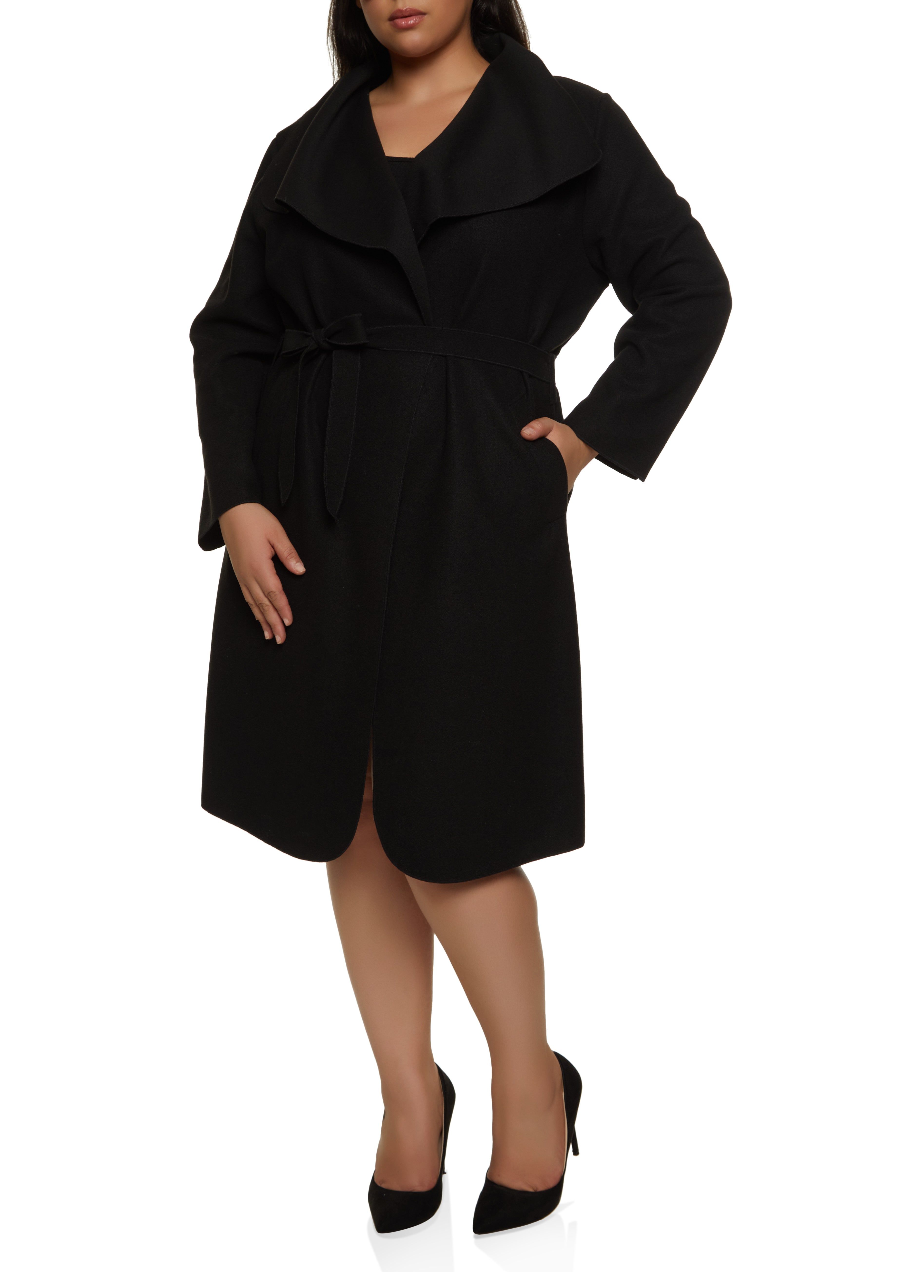 Plus Size Solid Belted Wrap Coat sold by Rainbow product image thumbnail 2