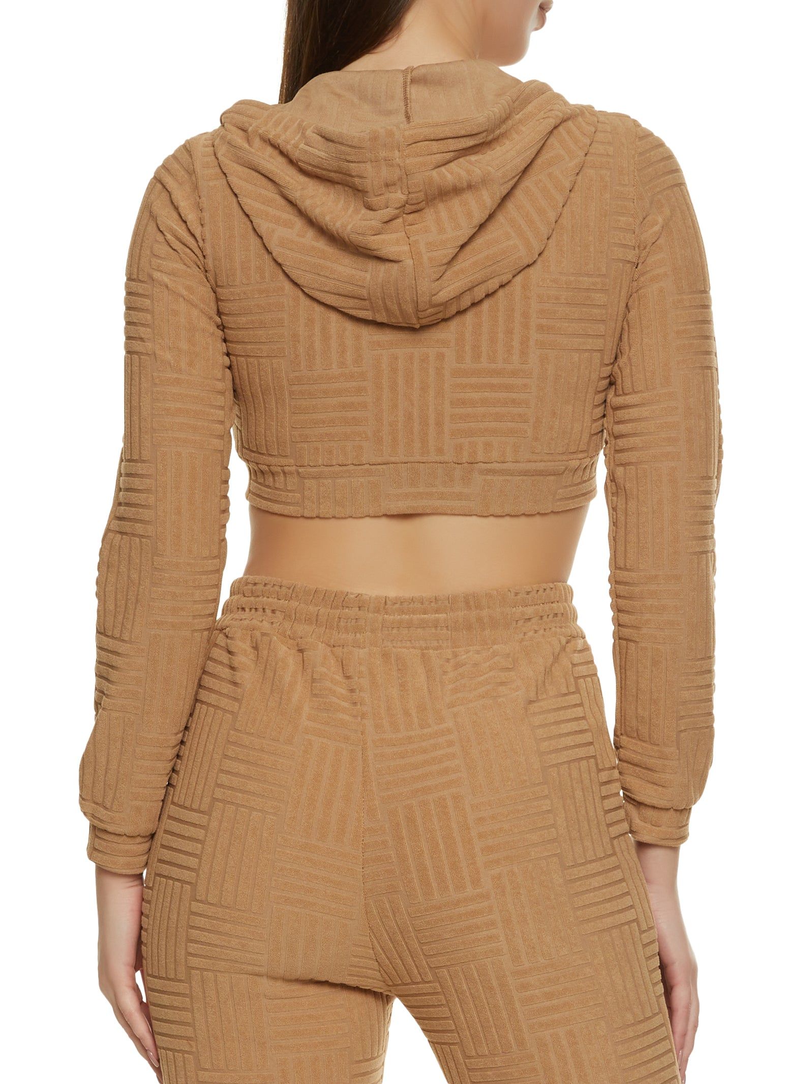 Terry Cloth Zip Front Cropped Hoodie sold by Rainbow product image thumbnail 3