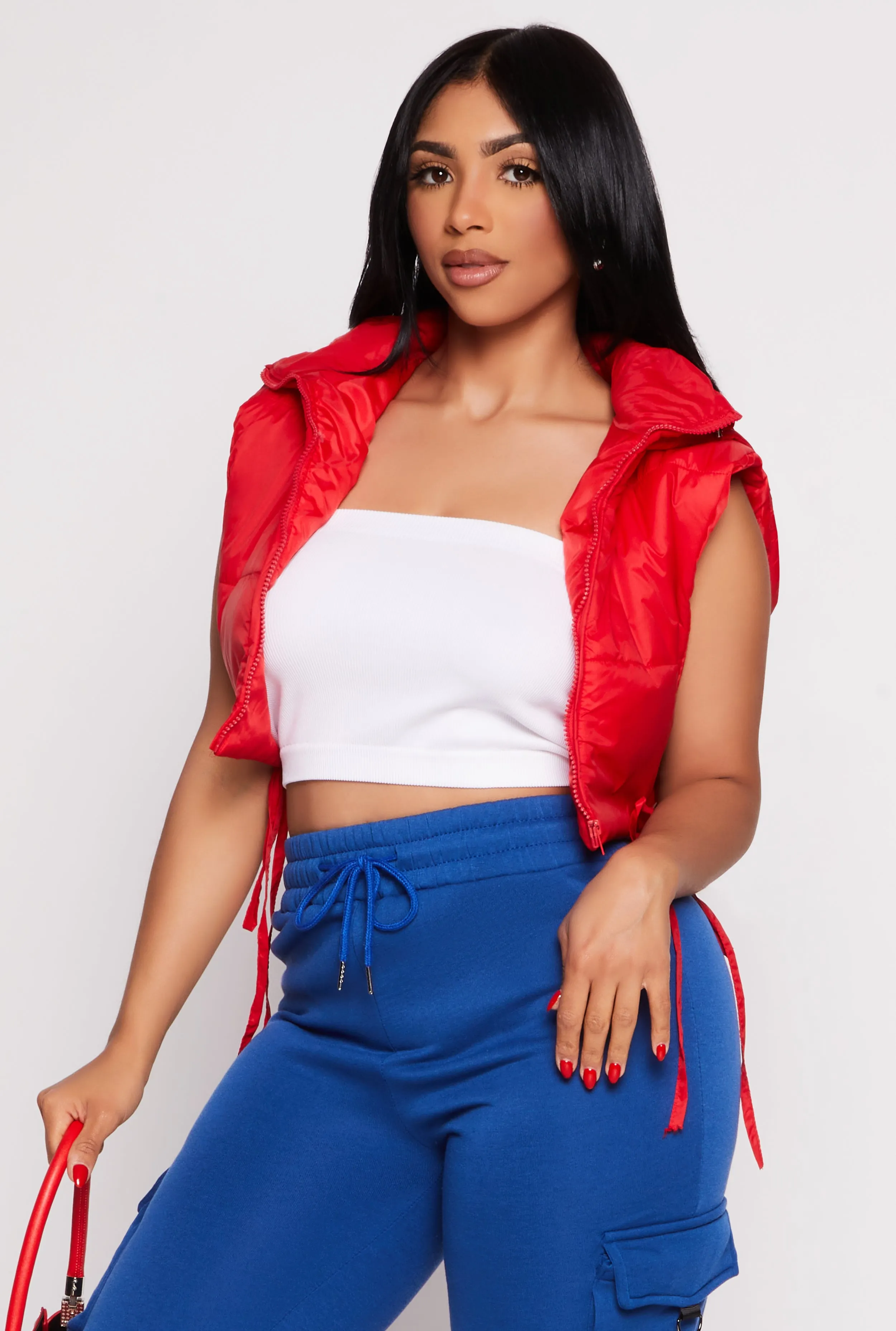 Daisy Side Tie Cropped Puffer Vest sold by Rainbow