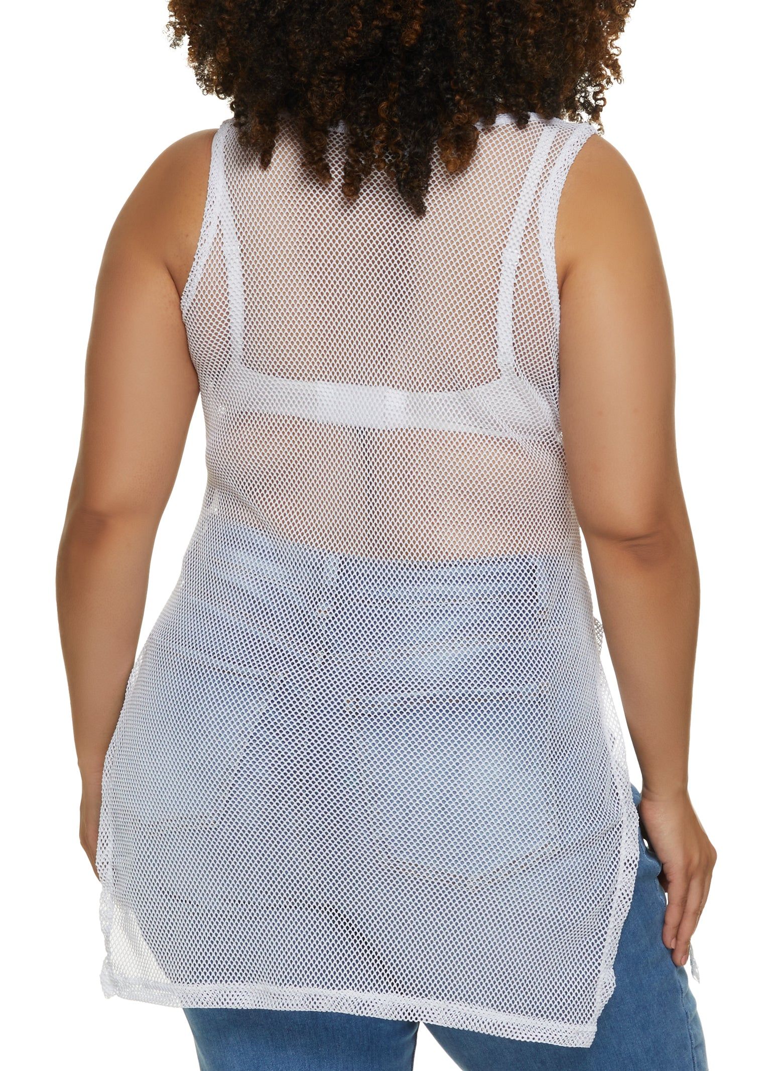 Plus Size Fishnet Side Slit Tank Top sold by Rainbow product image thumbnail 2