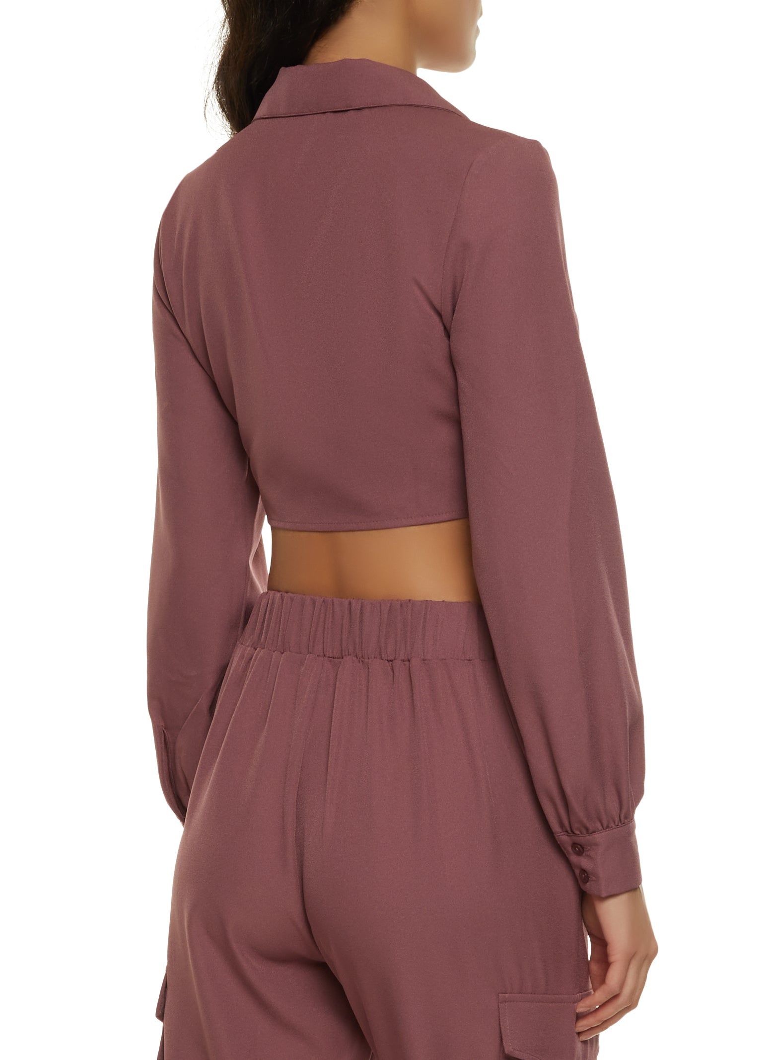 Crepe Knit Tie Front Crop Top sold by Rainbow product image thumbnail 3