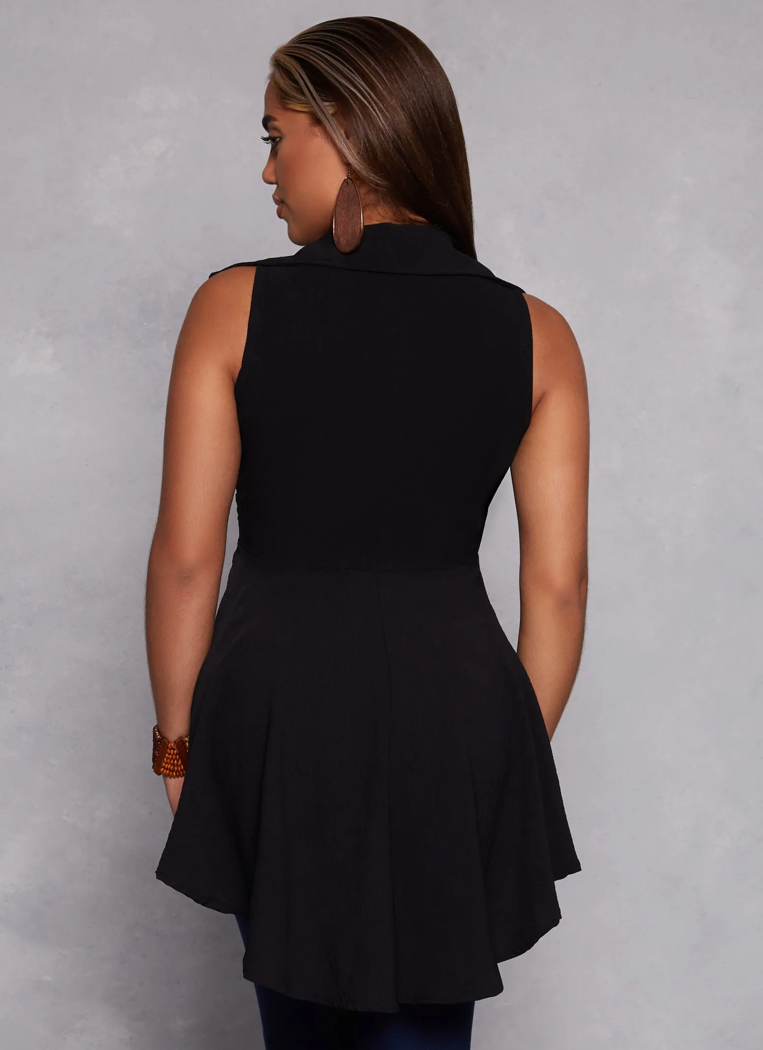 Sleeveless Button Down Tiered High Low Top sold by Rainbow product image thumbnail 3