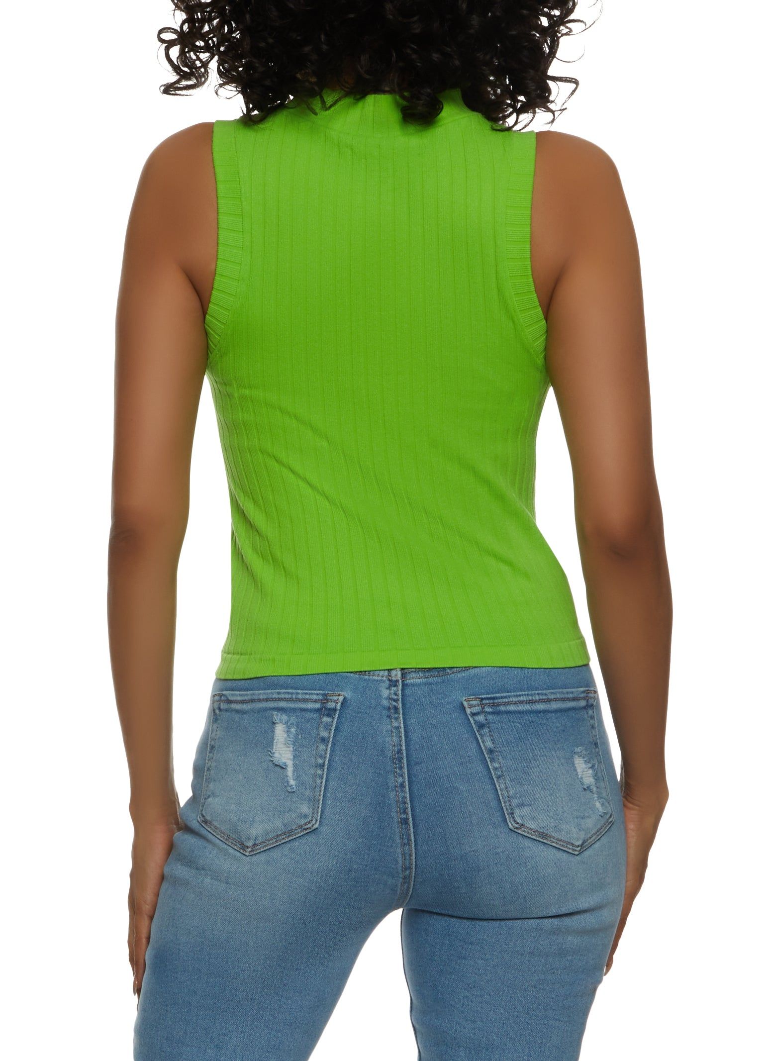 Seamless Ribbed Zip Neck Tank Top sold by Rainbow product image thumbnail 2