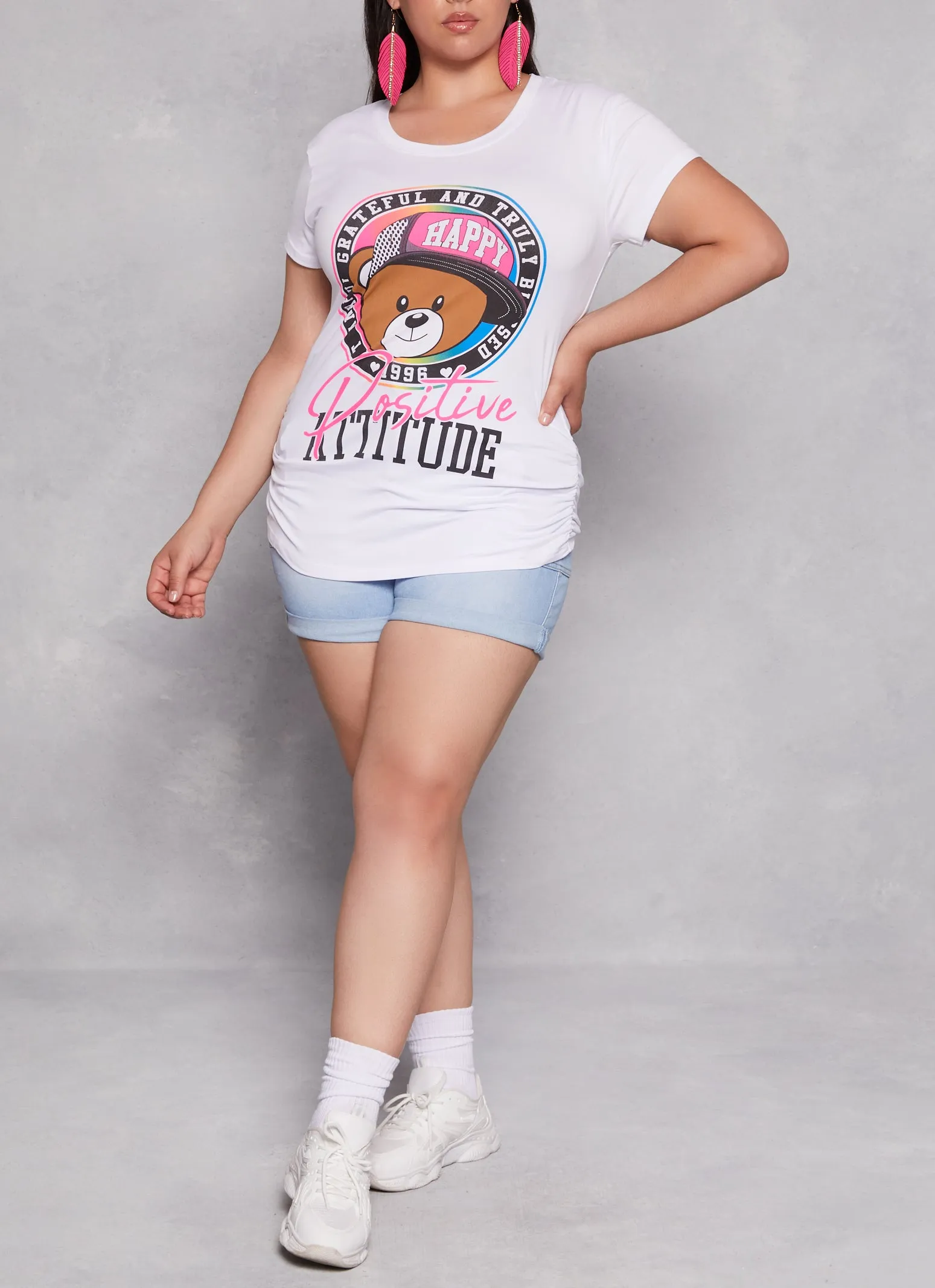 Plus Size Bear Positive Attitude Graphic Tee sold by Rainbow product image thumbnail 2