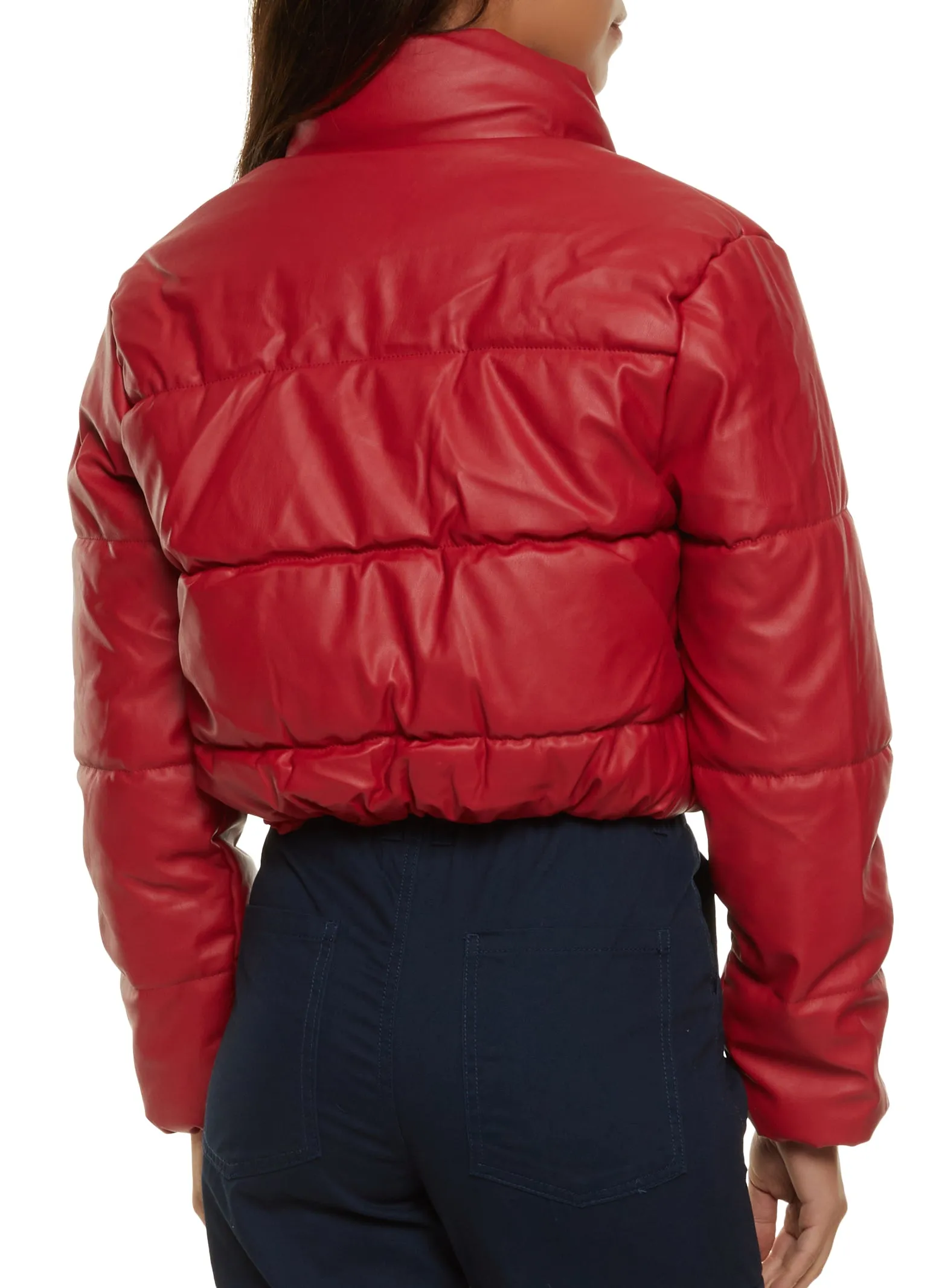 Faux Leather Cropped Puffer Jacket sold by Rainbow product image thumbnail 3
