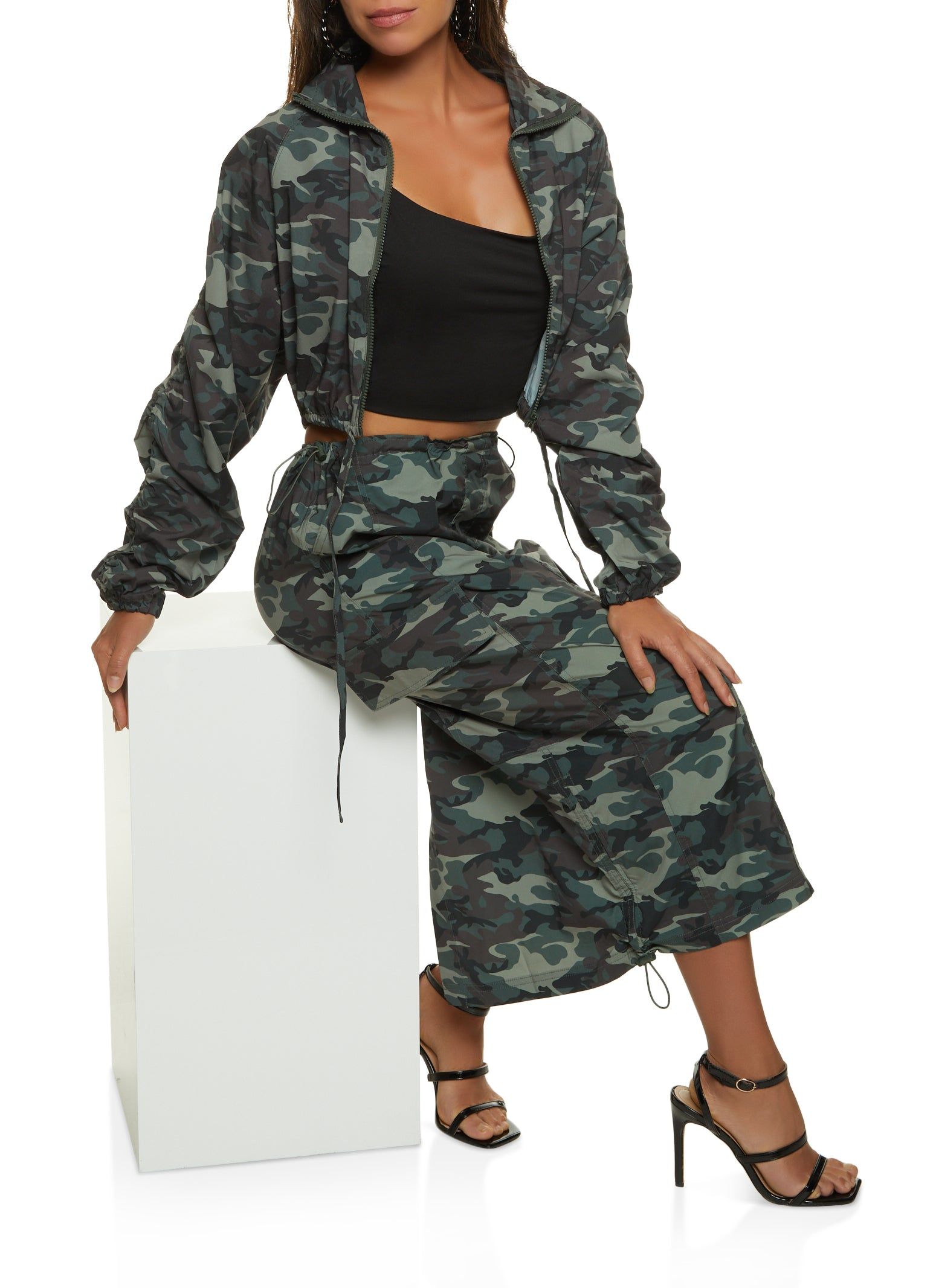 Nylon Cargo Pocket Midi Skirt sold by Rainbow product image thumbnail 2