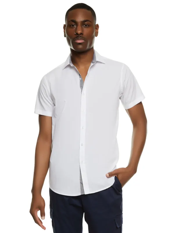 Mens Gingham Trim Detail Button Down Shirt sold by Rainbow