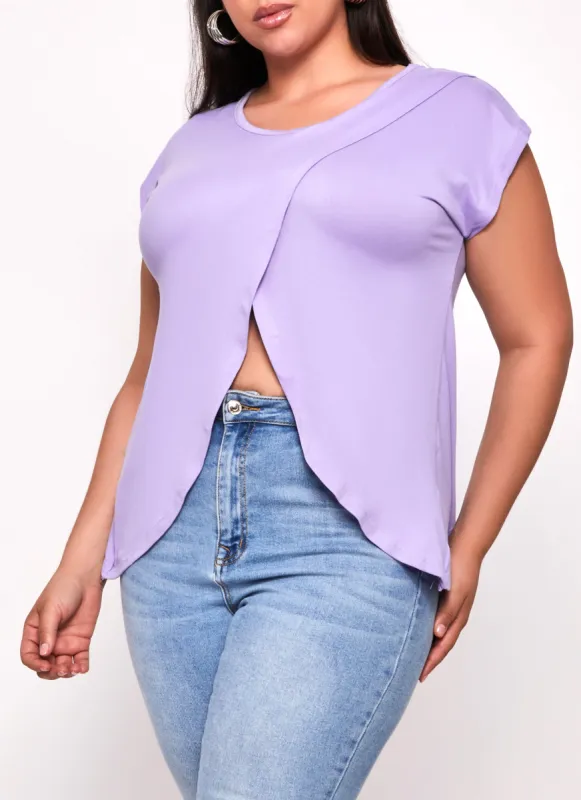 Plus Size Short Sleeve Tulip Hem Top sold by Rainbow