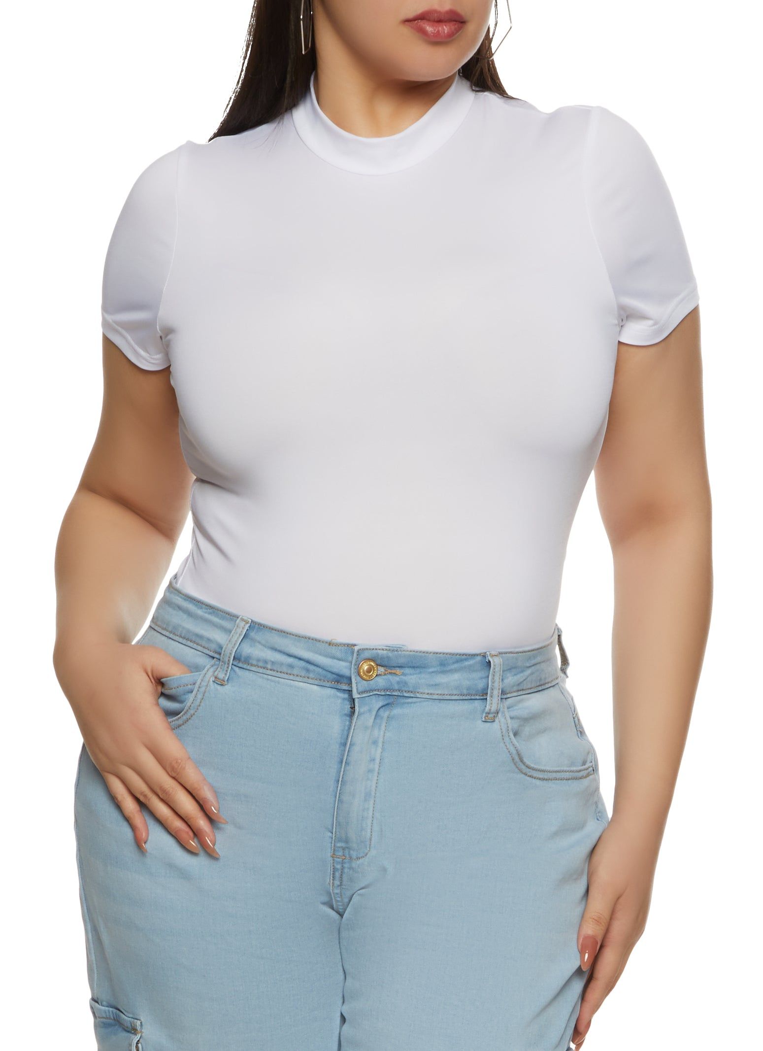 Plus Size Basic Mock Neck Bodysuit sold by Rainbow product image thumbnail 2