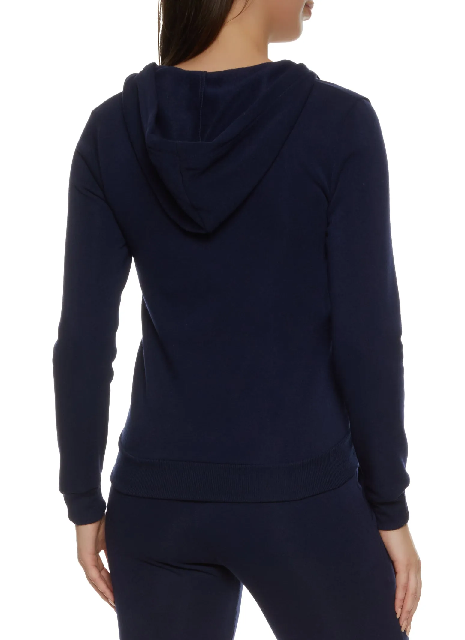 Solid Fleece Zip Front Hooded Sweatshirt sold by Rainbow product image thumbnail 3