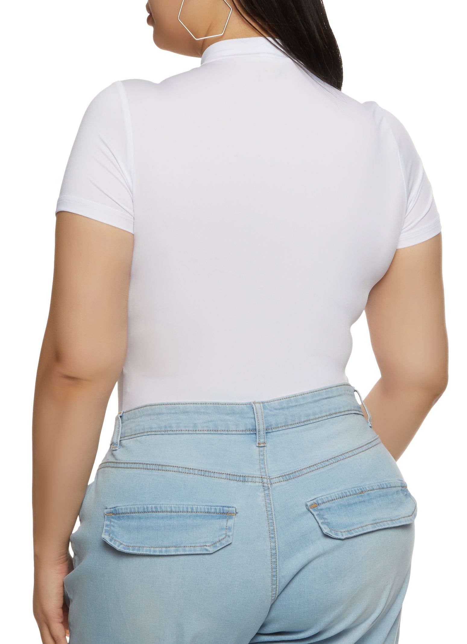 Plus Size Basic Mock Neck Bodysuit sold by Rainbow product image thumbnail 3