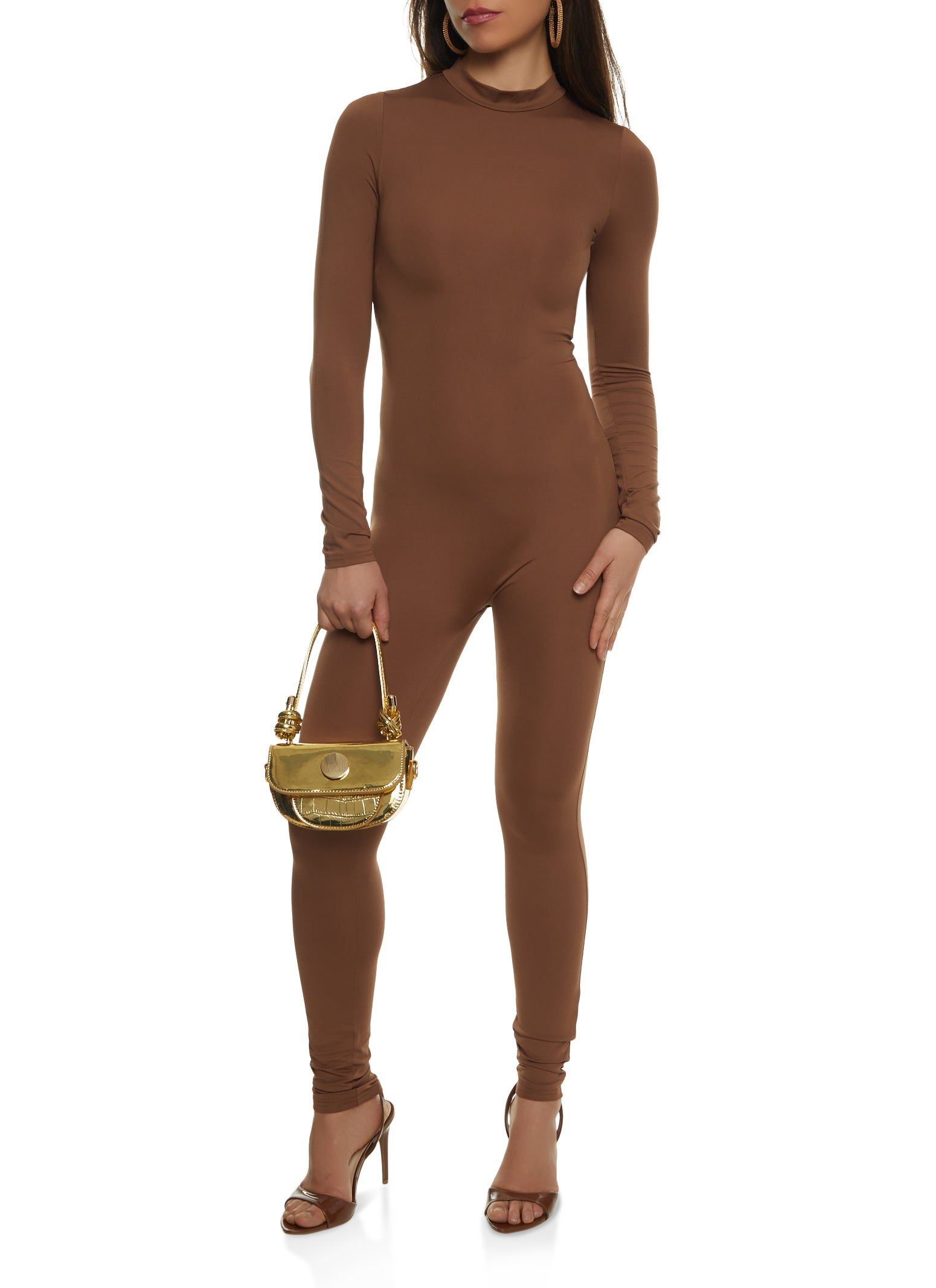 Mock Neck Zip Back Long Sleeve Catsuit sold by Rainbow