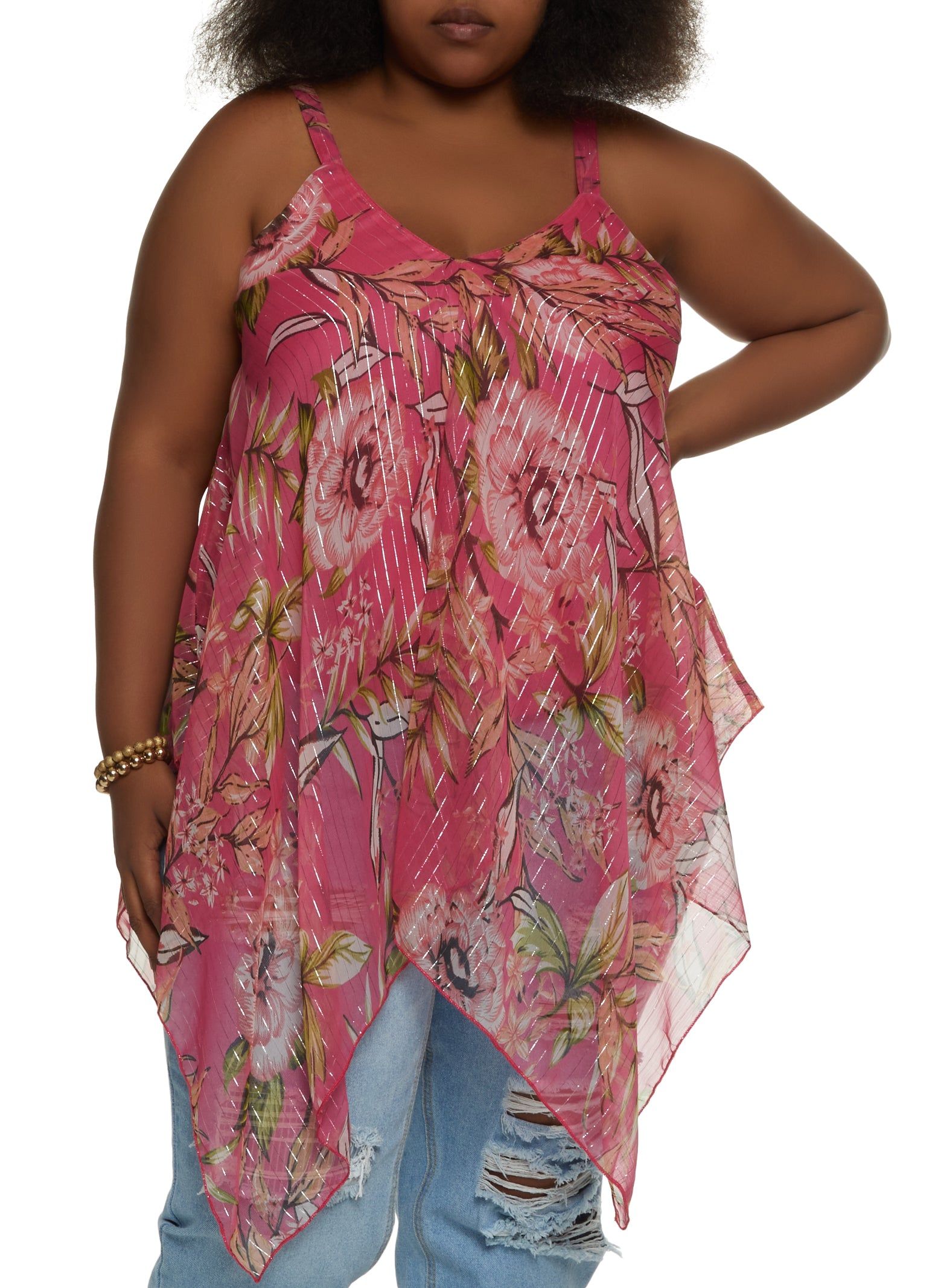 Plus Size Floral Sleeveless Top sold by Rainbow