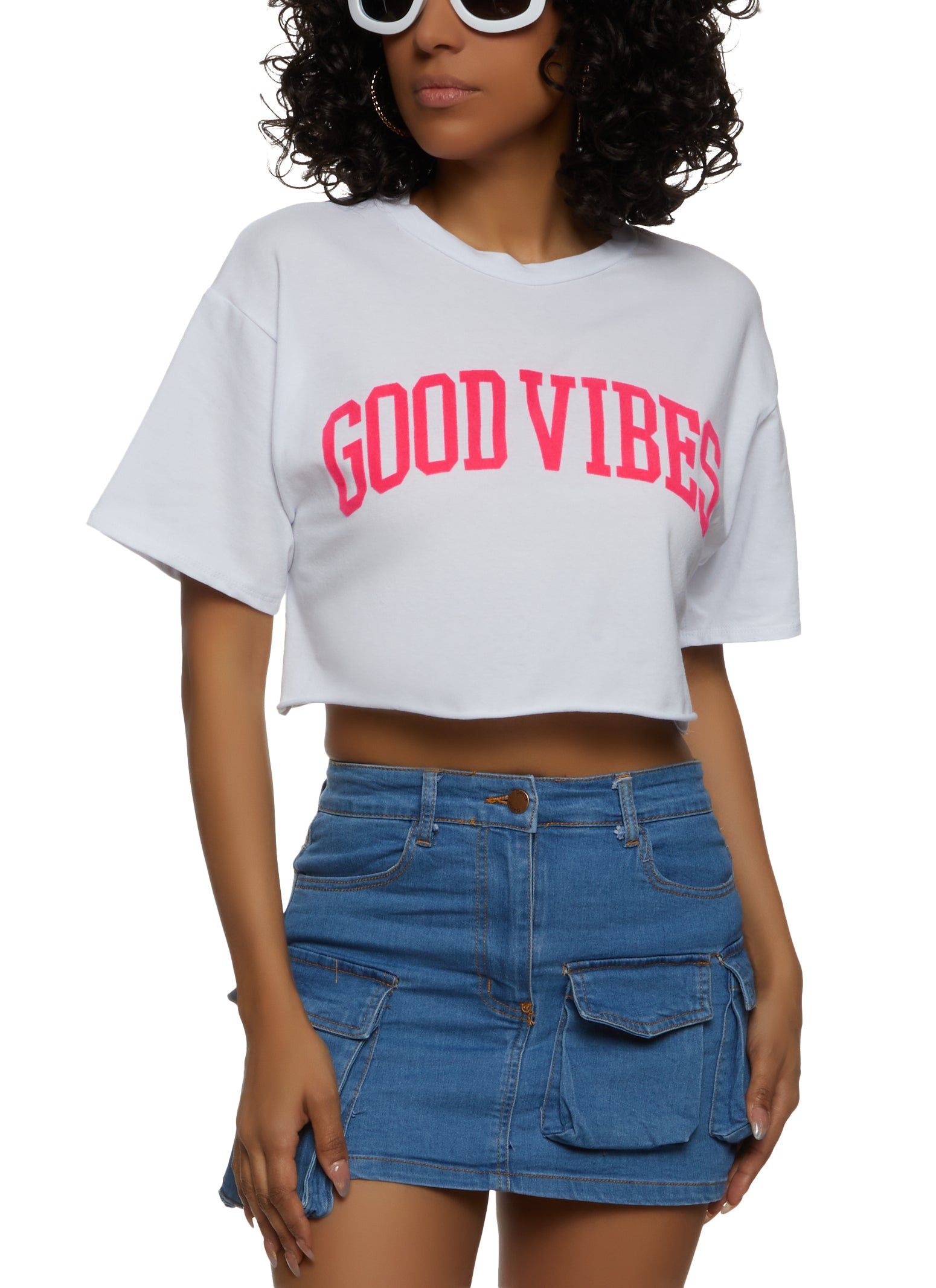 Good Vibes Graphic Cropped Tee sold by Rainbow