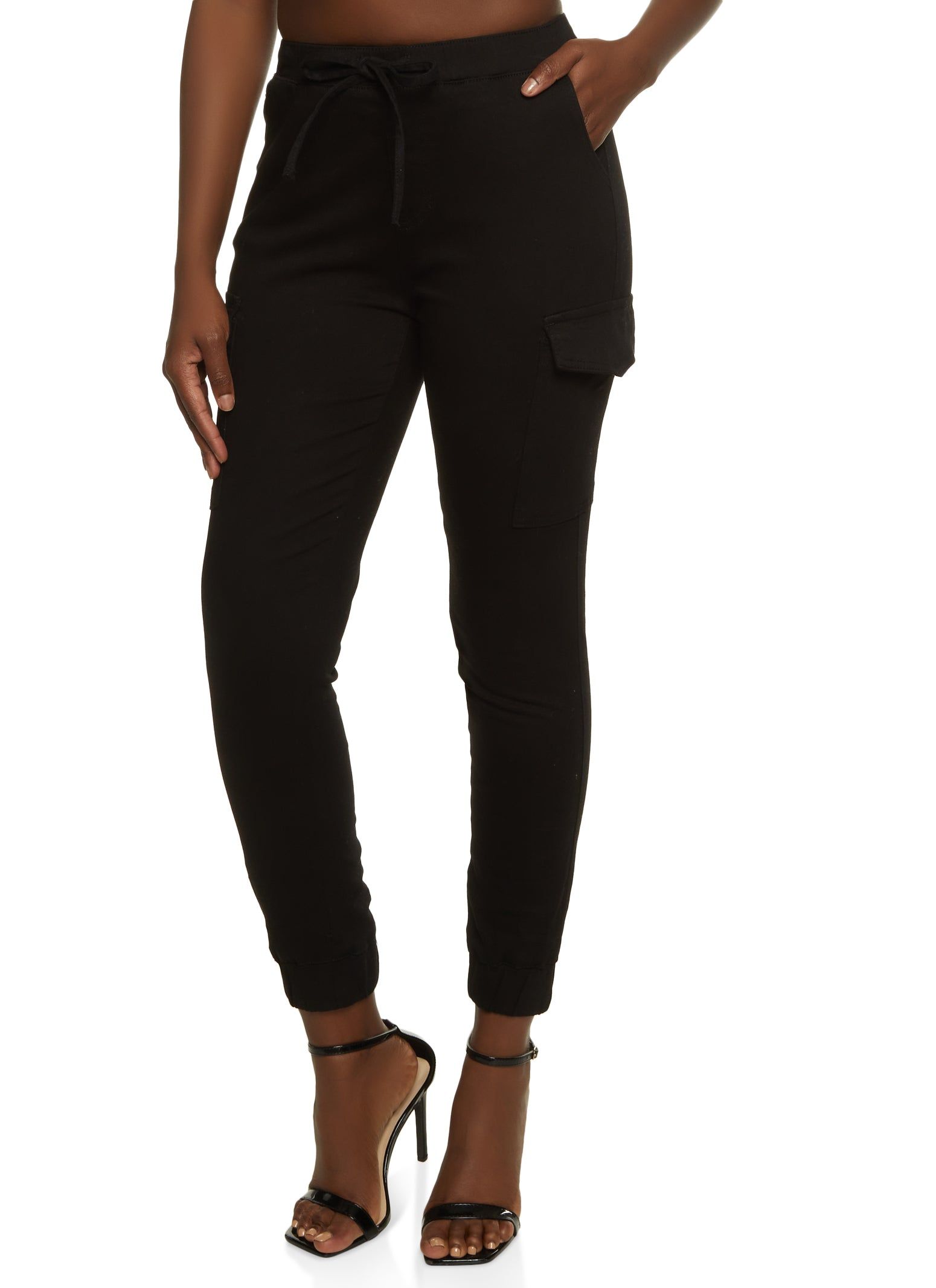 Twill High Waist Cargo Joggers sold by Rainbow