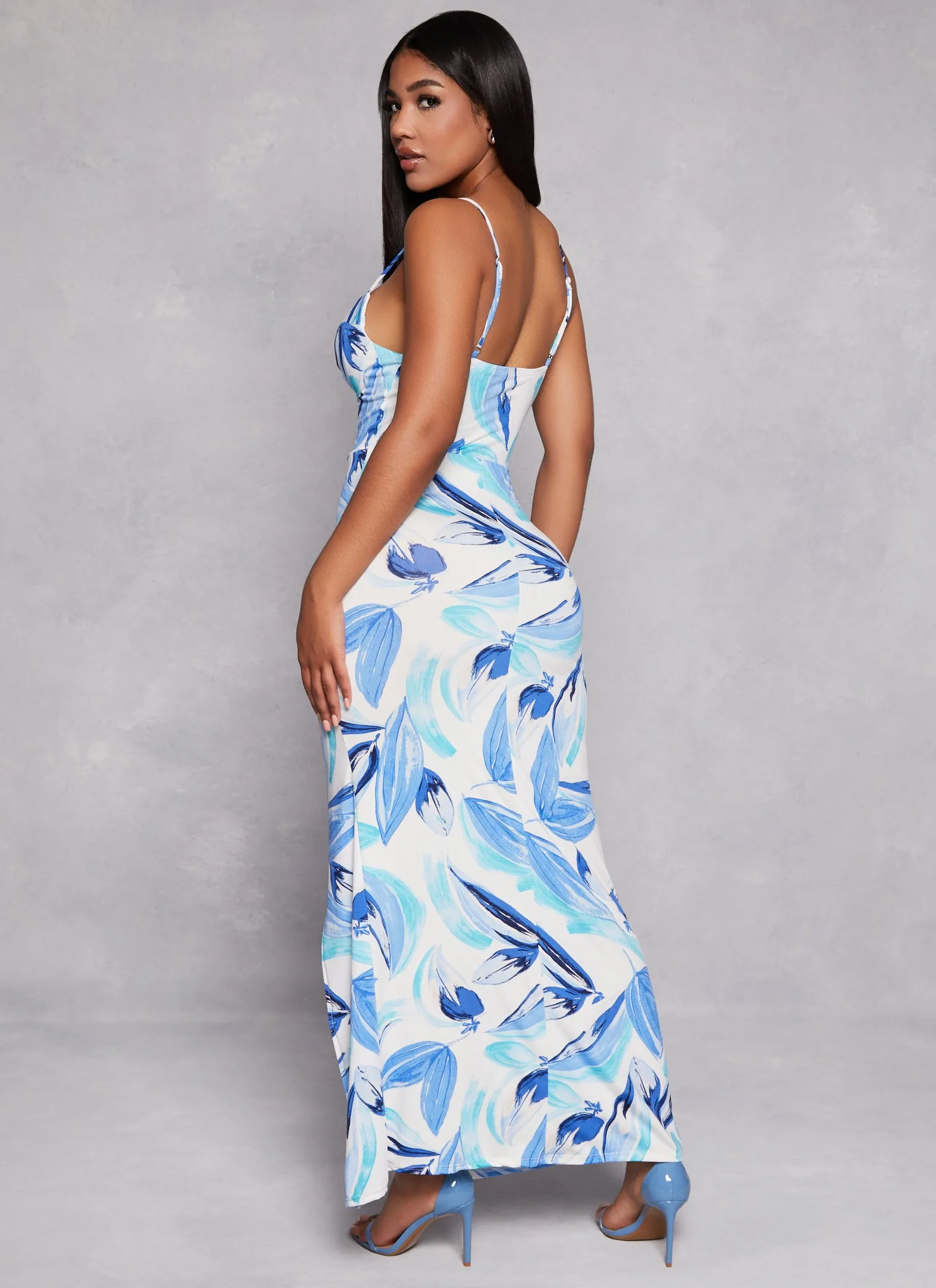 Printed Side Slit Bustier Maxi Dress sold by Rainbow product image thumbnail 3