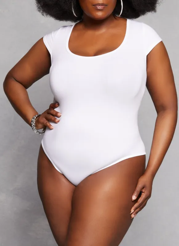 Plus Size Crew Neck Cross Back Bodysuit sold by Rainbow