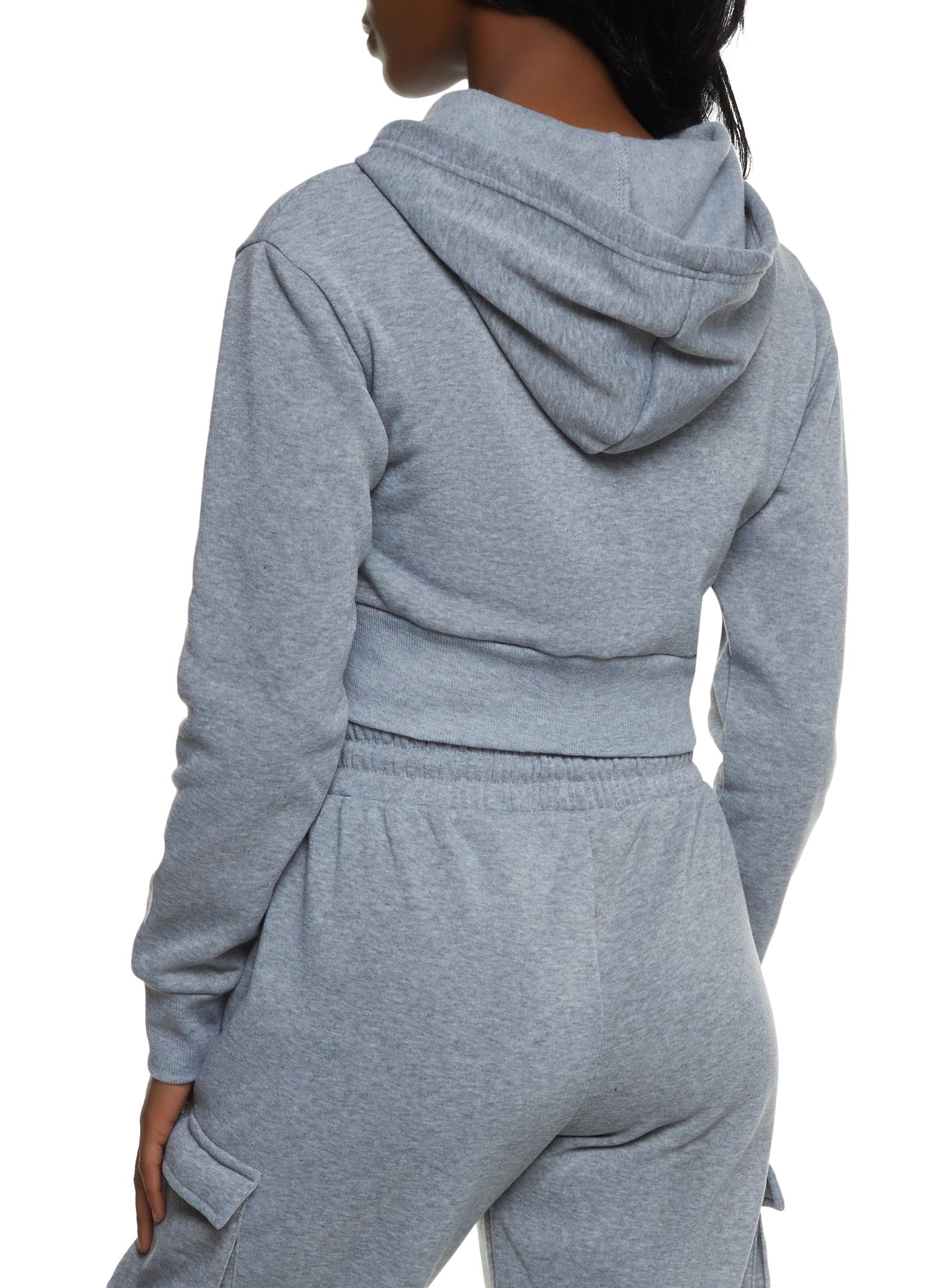 Cargo Pocket Zip Front Cropped Hoodie sold by Rainbow product image thumbnail 3