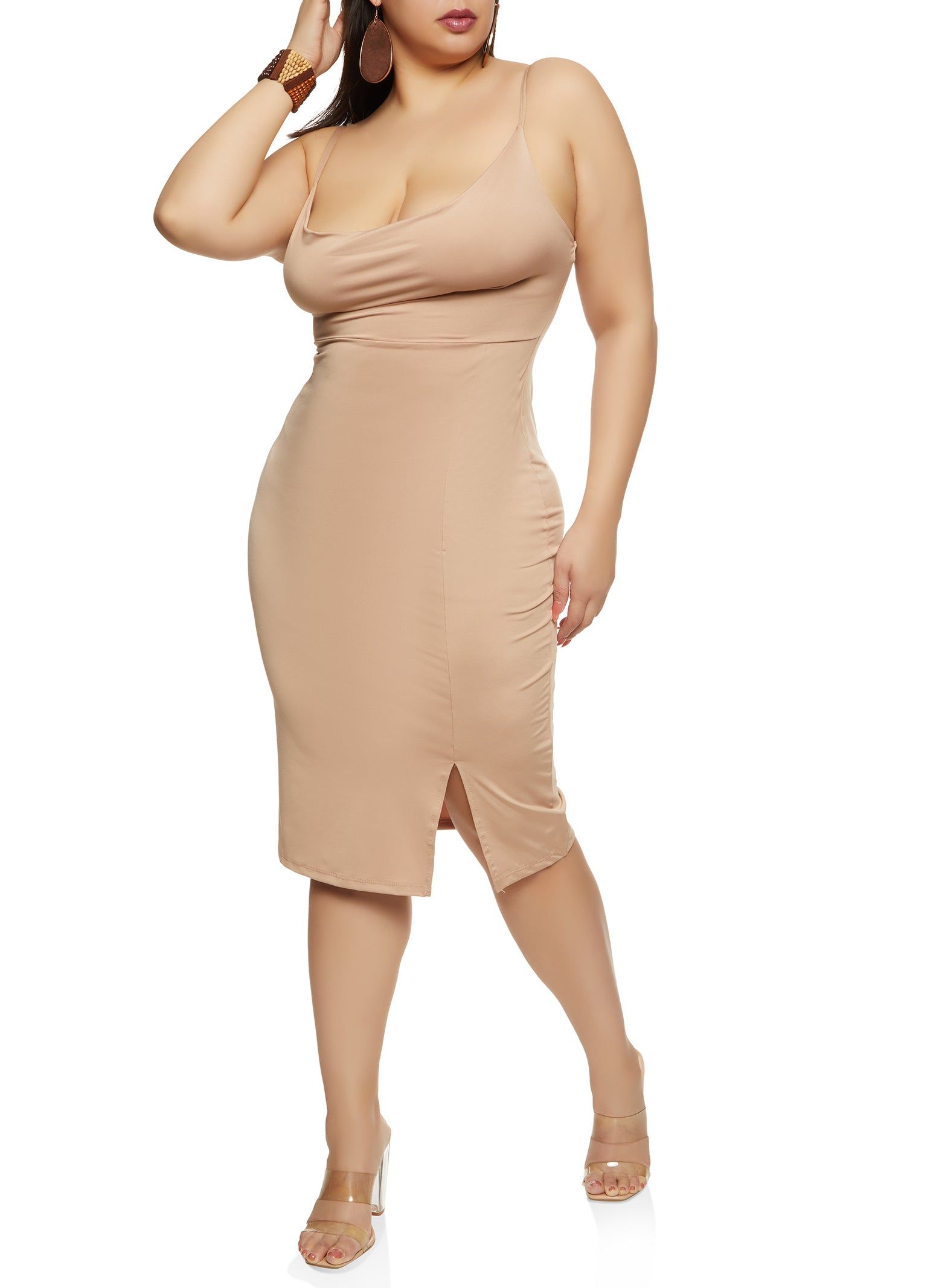 Plus Size Cowl Neck Bodycon Midi Dress sold by Rainbow product image thumbnail 2