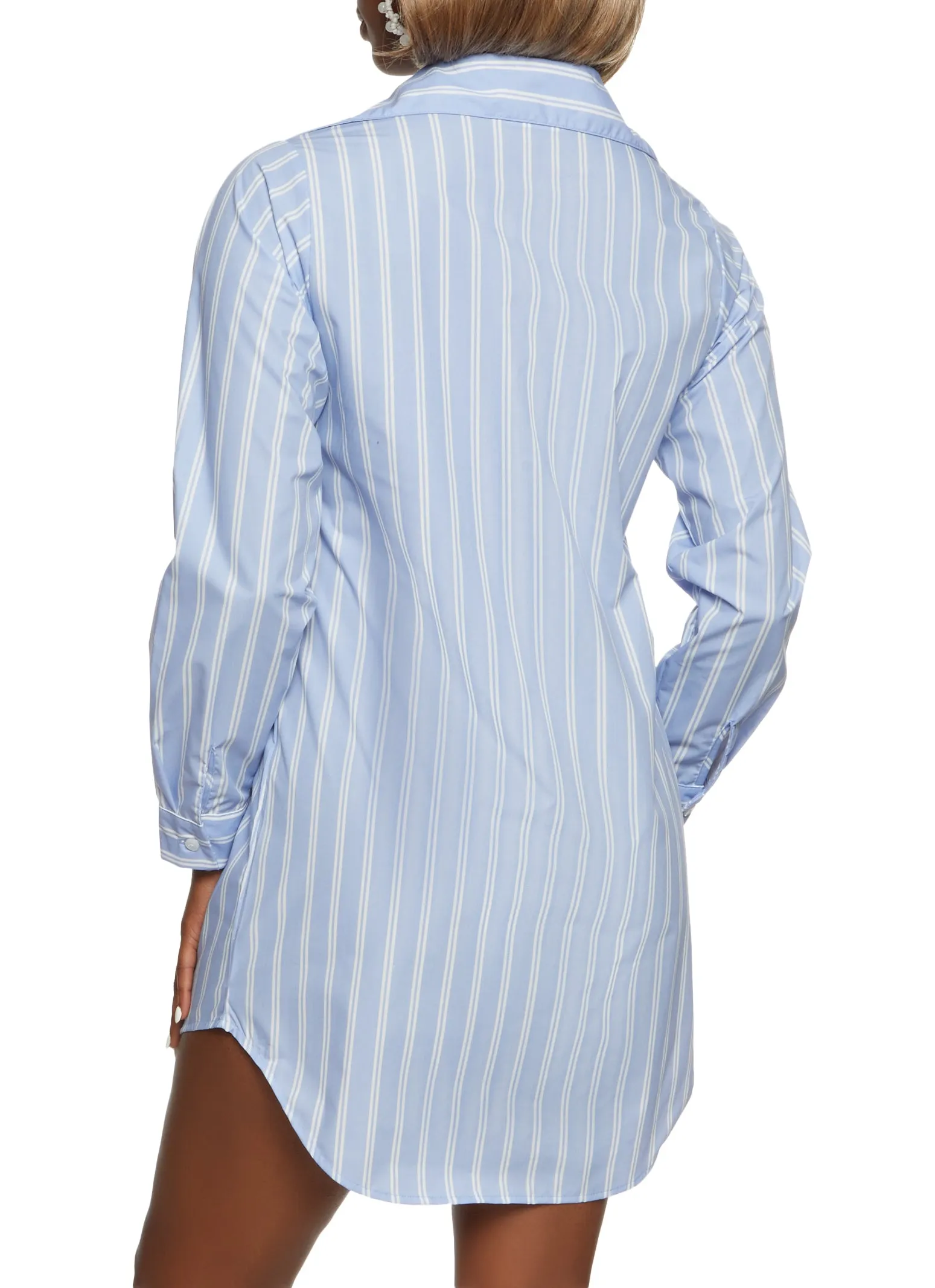 Stripe Long Sleeve Mini Shirt Dress sold by Rainbow product image thumbnail 3
