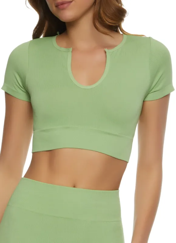 Compression Rib Knit Cropped Tee sold by Rainbow