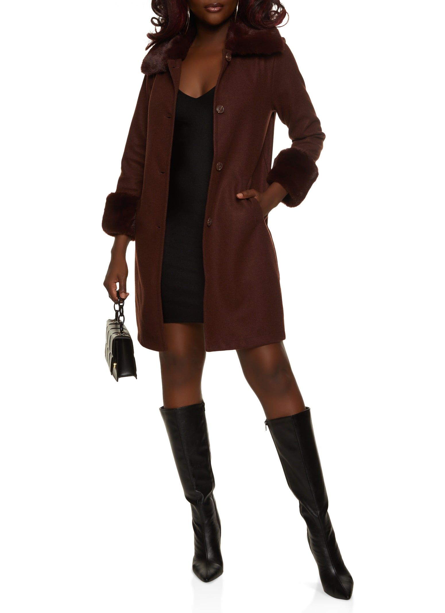 Faux Fur Trim Trench Coat sold by Rainbow product image thumbnail 2