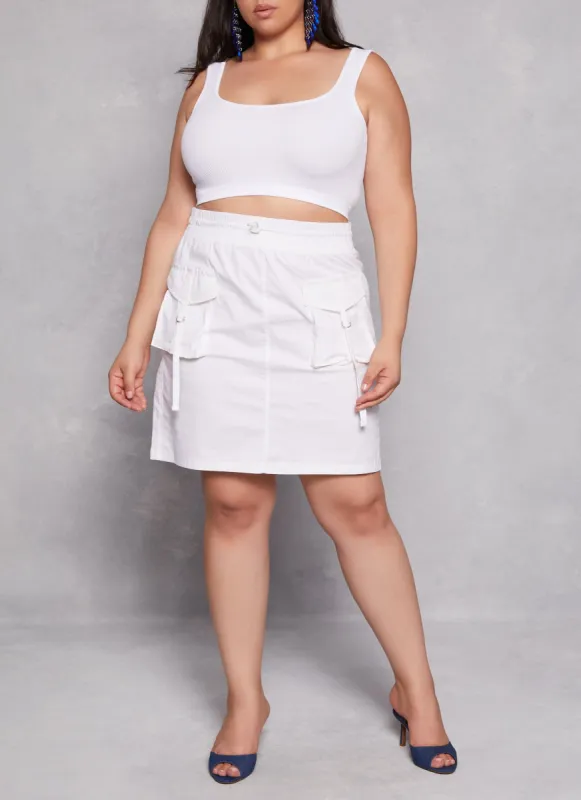 Plus Size Buckle Detail Cargo Pocket Skirt sold by Rainbow