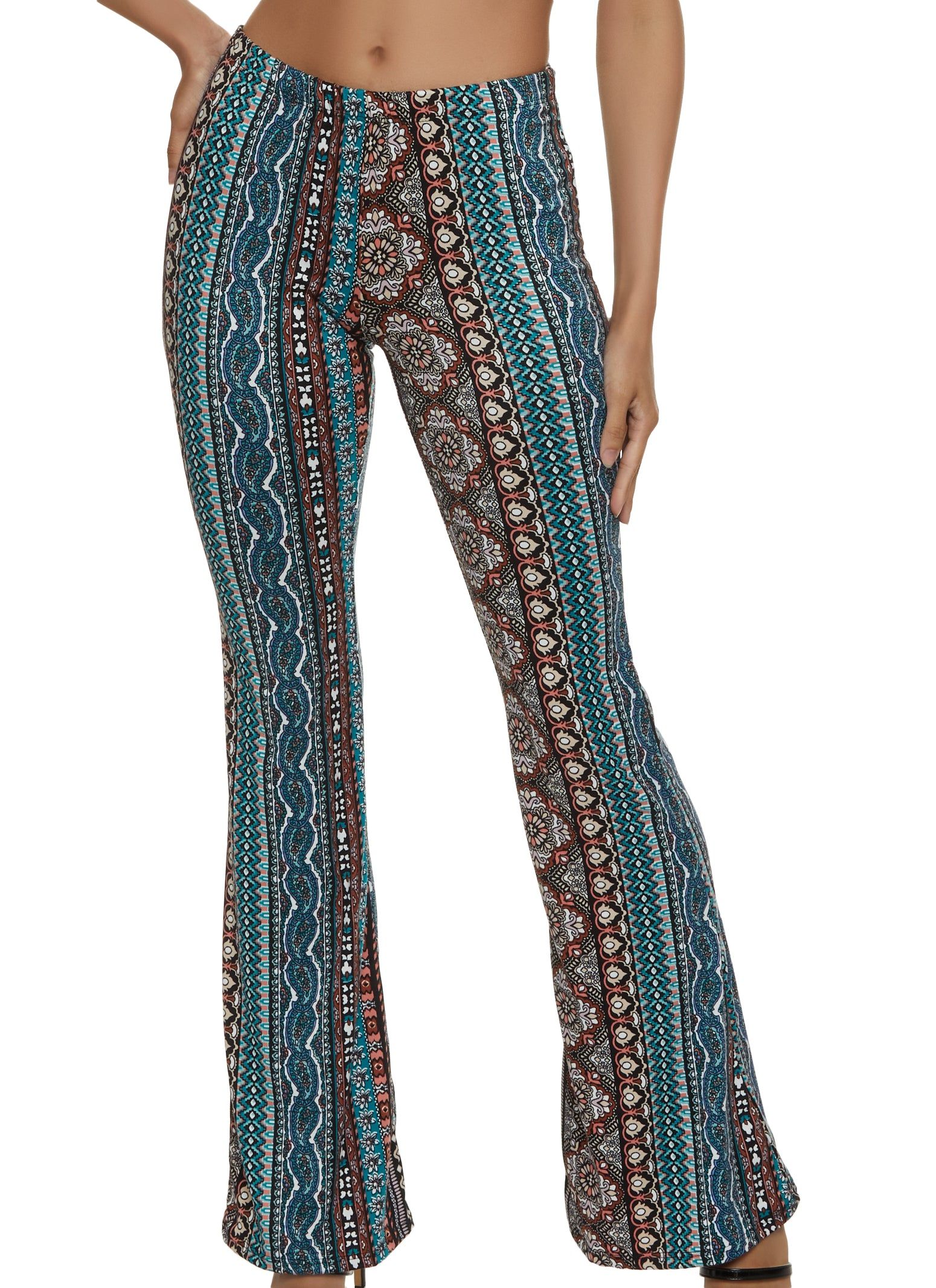 Border Print Flared Pants sold by Rainbow