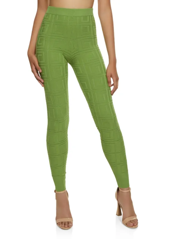 Greek Key Knit Leggings sold by Rainbow