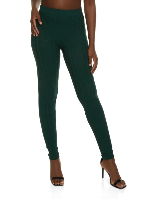 Greek Key Knit Leggings sold by Rainbow