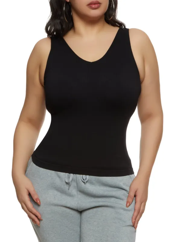 Plus Size Sleeveless Seamless Tank Top sold by Rainbow