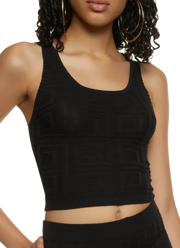 Greek Key Knit Crop Top sold by Rainbow