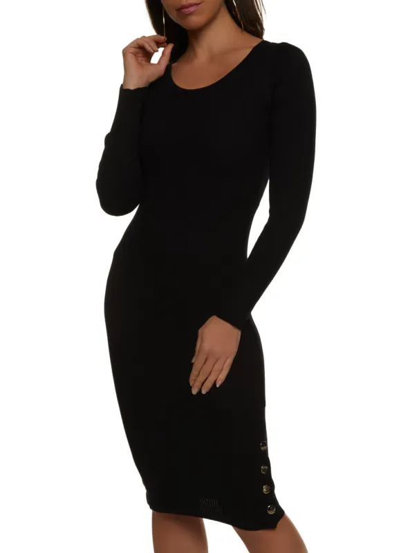Side Button Detail Midi Sweater Dress sold by Rainbow