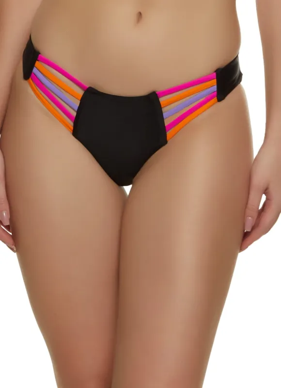 Color Block Strappy Swim Bikini Bottoms sold by Rainbow