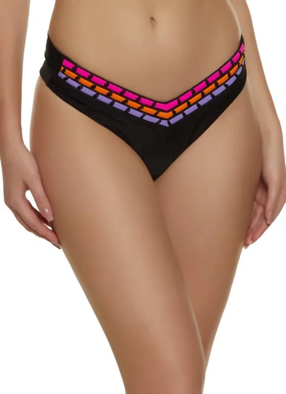 Color Block Threaded High Cut Swim Bikini Bottoms sold by Rainbow