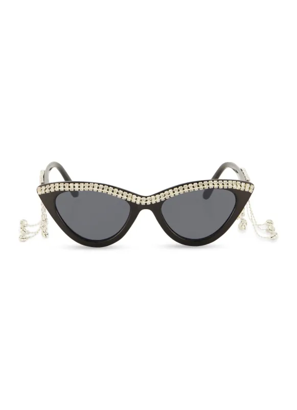 Rhinestone Fringe Cat Eye Sunglasses sold by Rainbow