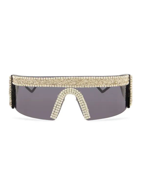 Rhinestone Embellished Shield Sunglasses sold by Rainbow