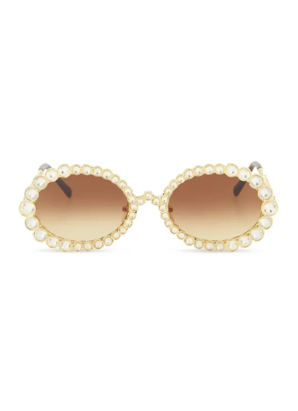 Rhinestone Embellished Oval Sunglasses sold by Rainbow