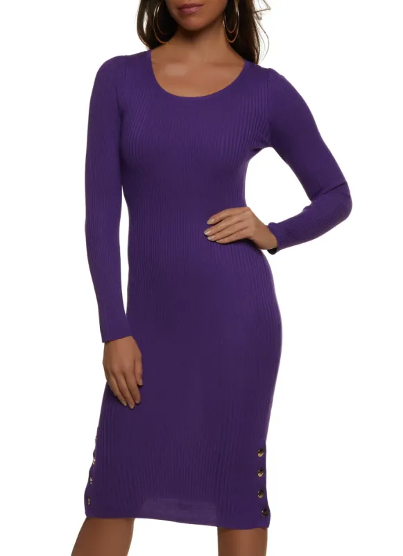 Side Button Detail Midi Sweater Dress sold by Rainbow