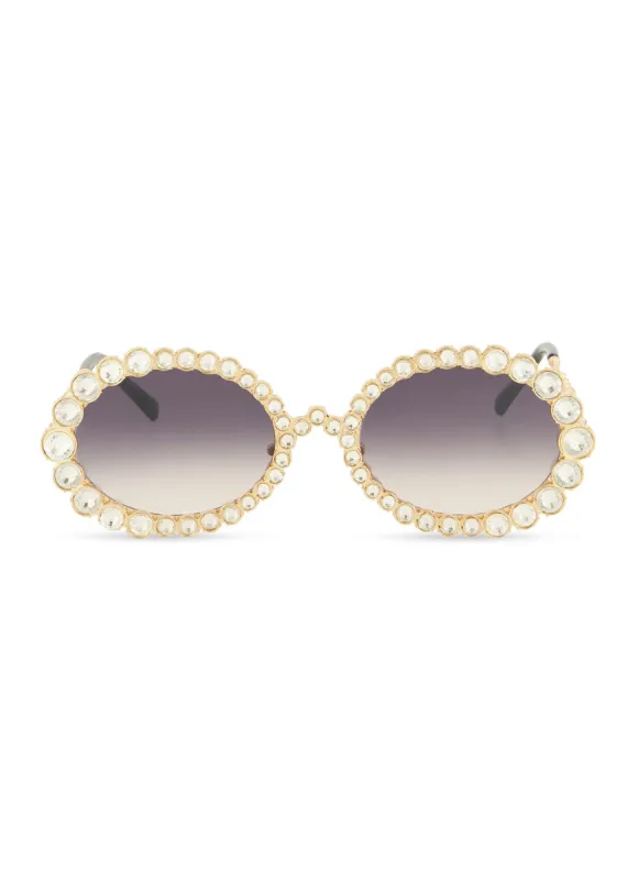 Rhinestone Embellished Oval Sunglasses sold by Rainbow