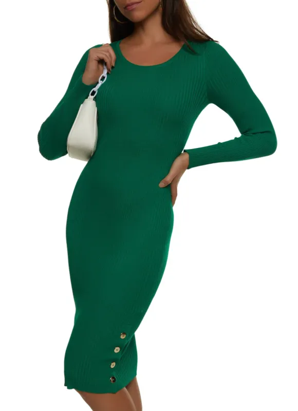 Side Button Detail Midi Sweater Dress sold by Rainbow
