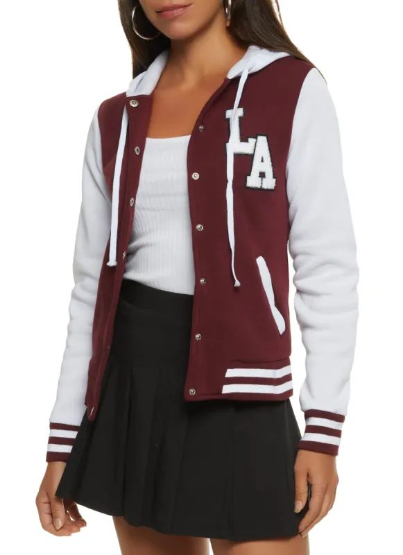 Hooded Color Block Letterman Jacket sold by Rainbow
